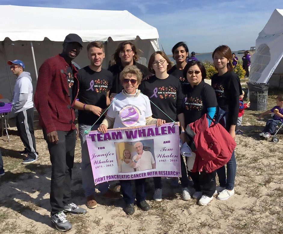 Carol Whalen with pancreatic cancer researchers