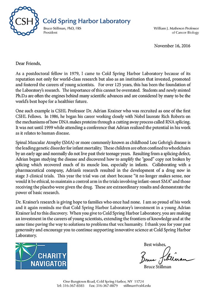 CSHL Annual Appeal Letter audits 111116