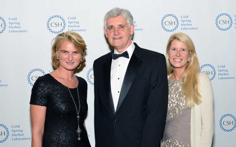 Olivia Flatto, CSHL President & CEO Bruce Stillman, CSHL Board of Trustees Chairman Jamie Nicholls