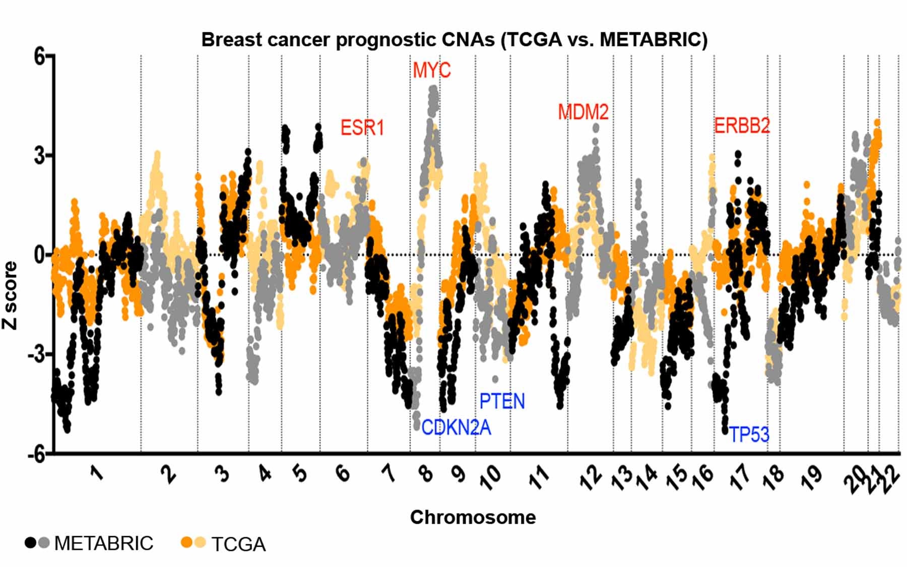 analysis chart of breast cancer patient gene