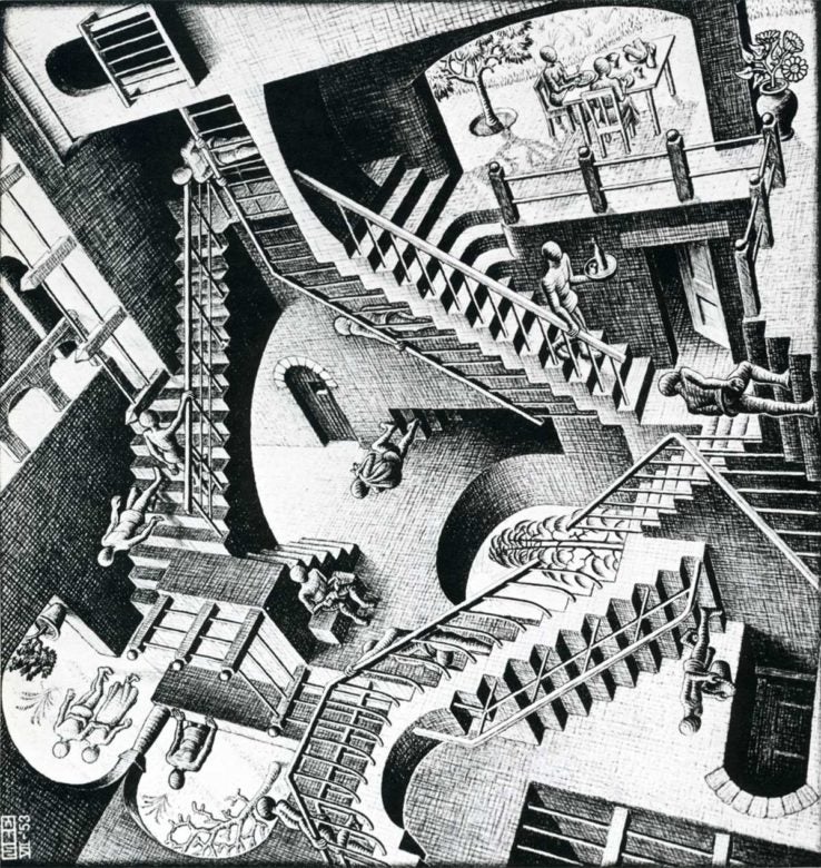 M.C. Escher House of Stairs I. 1951. Lithograph