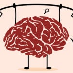 illustration of brain lifting weights mental health
