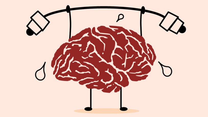 illustration of brain lifting weights mental health