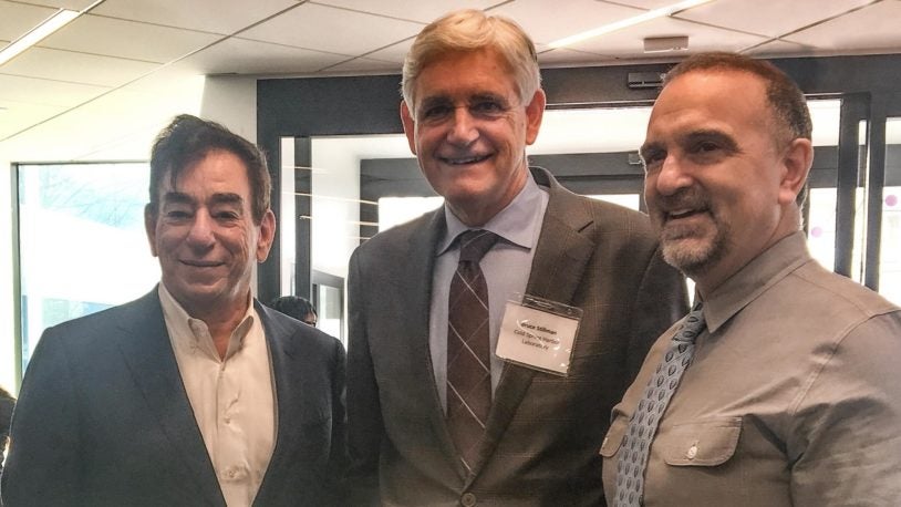 photo of Regeneron CEO Leonard Schleifer, CSHL President and CEO Bruce Stillman, and Regeneron Co-Founder, President and Chief Scientific Officer George D. Yancopoulos.
