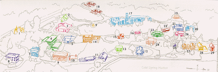 graphic of sketch of CSHL campus map
