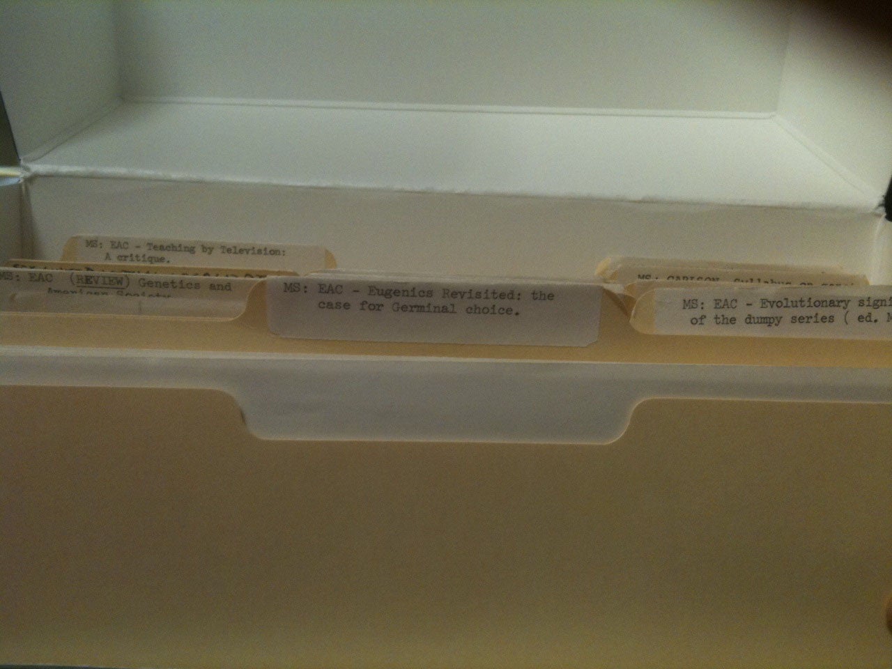 photo of Elof Carlson labeled files