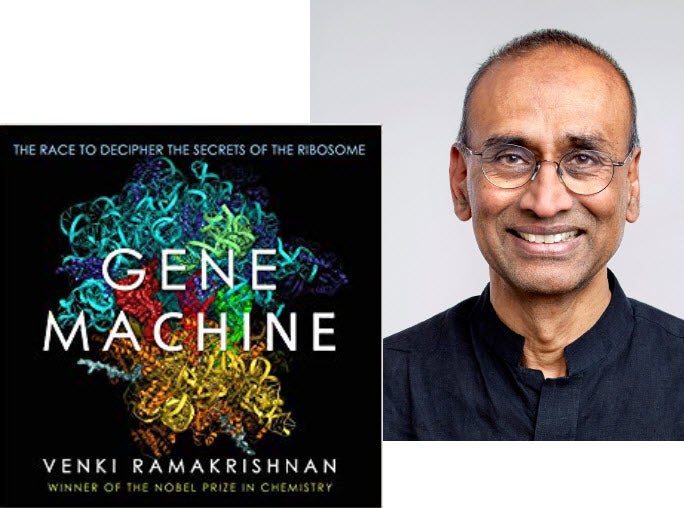 image of Venki Ramakrishnan and his book Gene Machine
