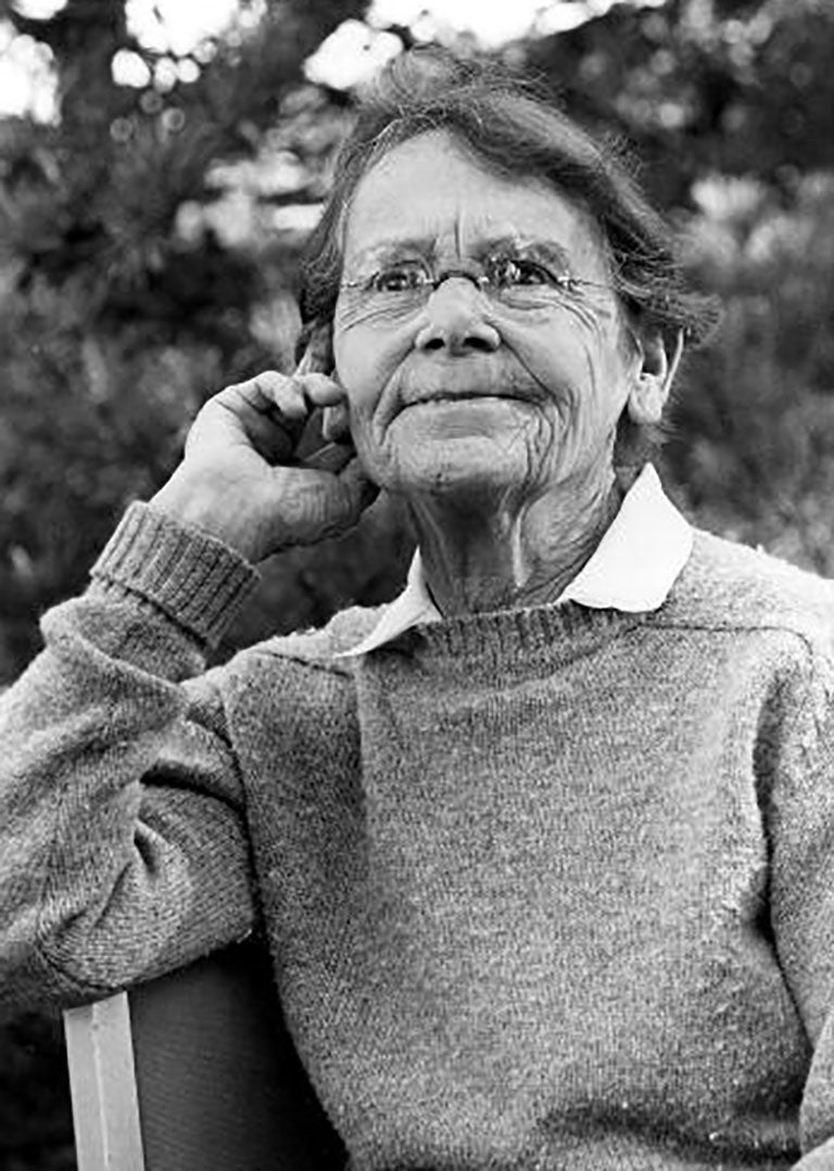 photo of Barbara McClintock thinking