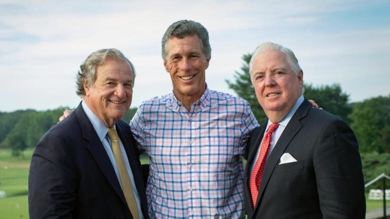 photo of Dill Ayres with Trustee Ed Travaglianti and former Trustee Steve Lessing