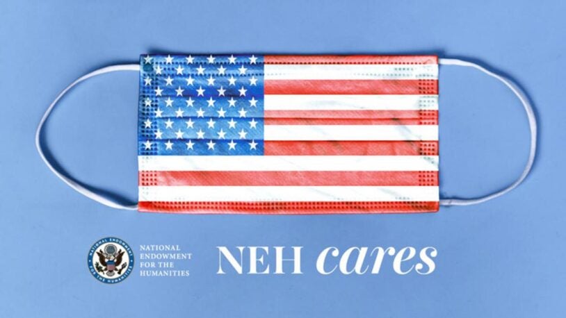 image of NEH Cares logo and american flag mask