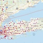 image of New York metro area and Long Island showing rate of COVID positive people