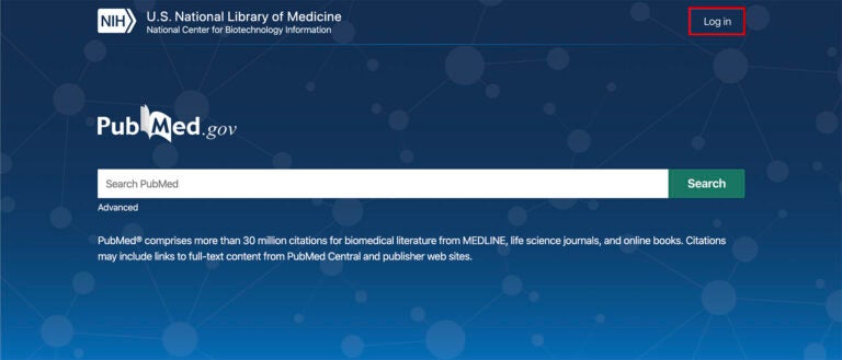 graphic of PubMed NCBI homepage screen