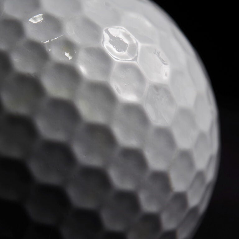 photo of a golf ball closeup