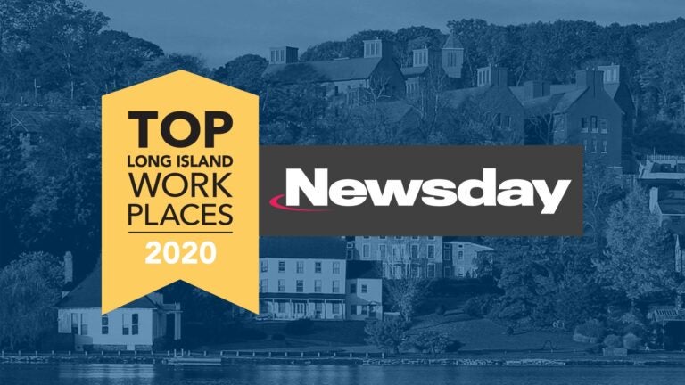photo of CSHL campus with Newsday Top Workplaces 2020 logo
