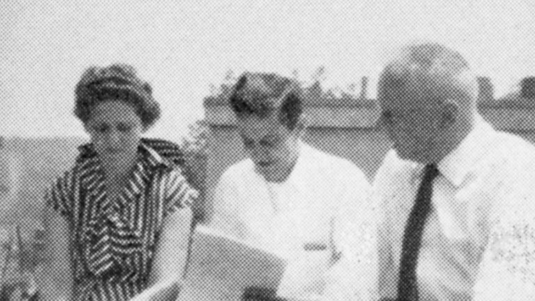 photo of Bruce Wallace with 2 unknown researchers