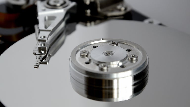 photo of the disks in a computer hard drive