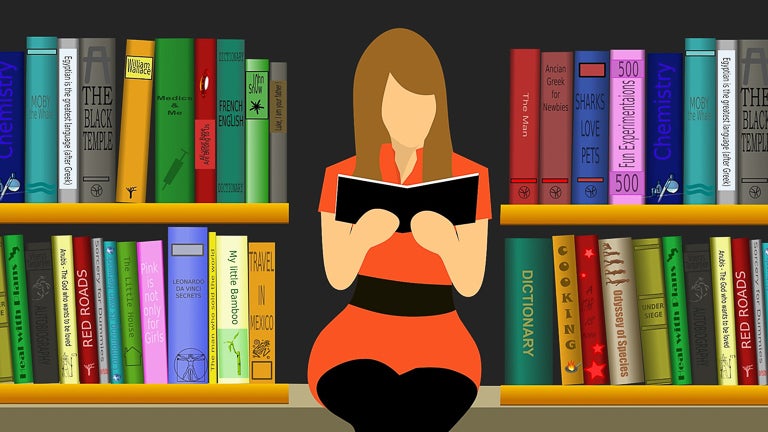 illustration of a female reading a book