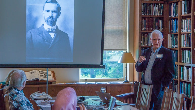photo of a man giving a lecture at the Library