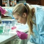 photo of Polona Šafarič Tepeš working in the lab