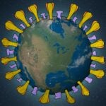 illustration of the corona virus as a planet