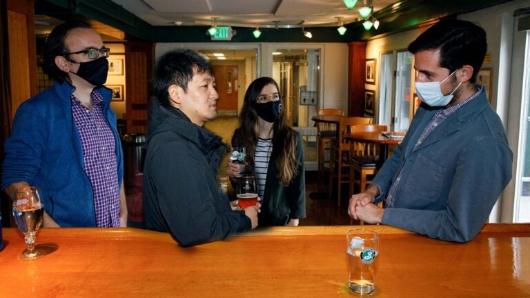 photo of Semir Beyaz, Lingbo Zhang, Hannah Meyer, and Jason Sheltzer