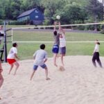 photo of CSHL volleyball participants playing on sand court 2001