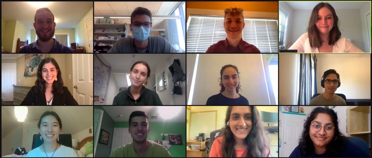 screen capture of 2021 URP participants during a Zoom call