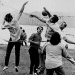 photo of volleyball players from 1970 CSHL Symposium