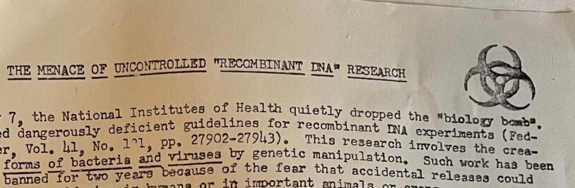 From the “Ha-ha” file: L. Douglas DeNike on the Dangers of Recombinant DNA Research