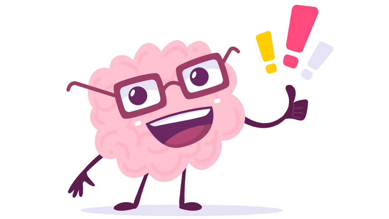 cartoon illustration of a happy brain