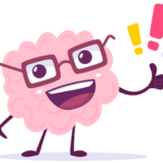 cartoon illustration of a happy brain