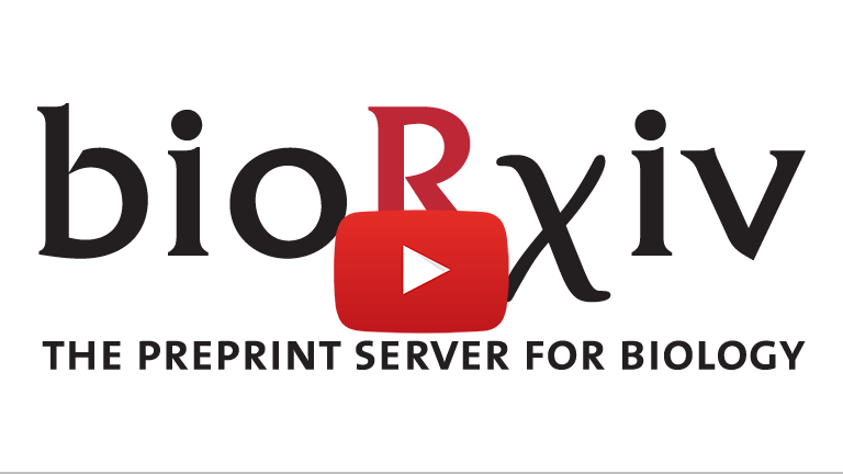 image of the bioRxiv logo with video play icon