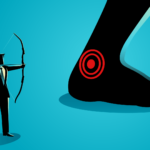 Illustration of archer hitting bullseye on human foot