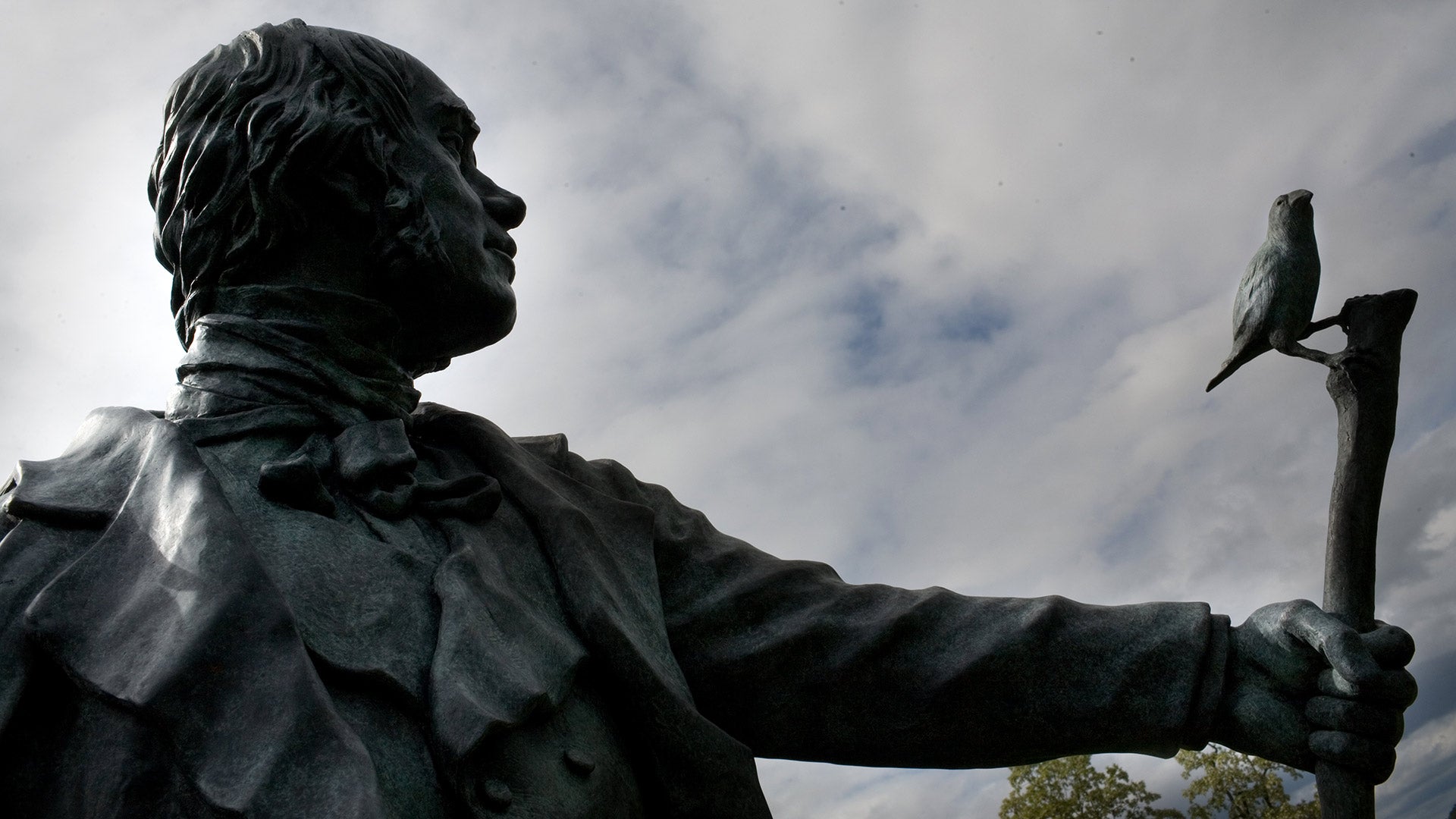 Photo of Charles Darwin statue at CSHL