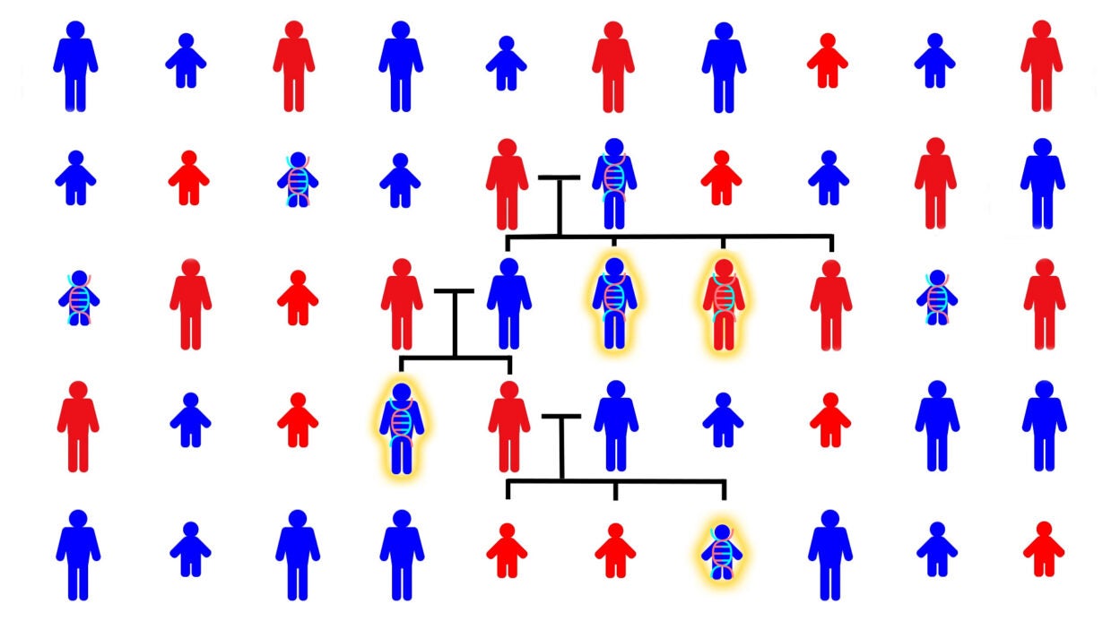 Illustration of autism in a family tree