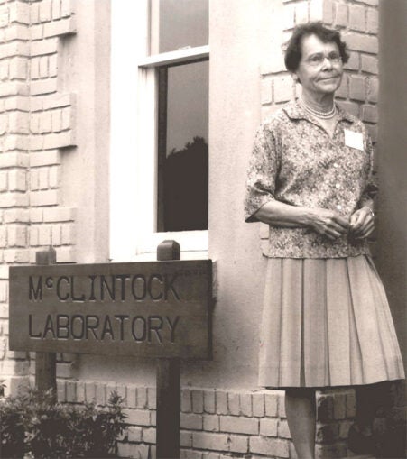Photo of Barbara McClintock at McClintock Building renaming