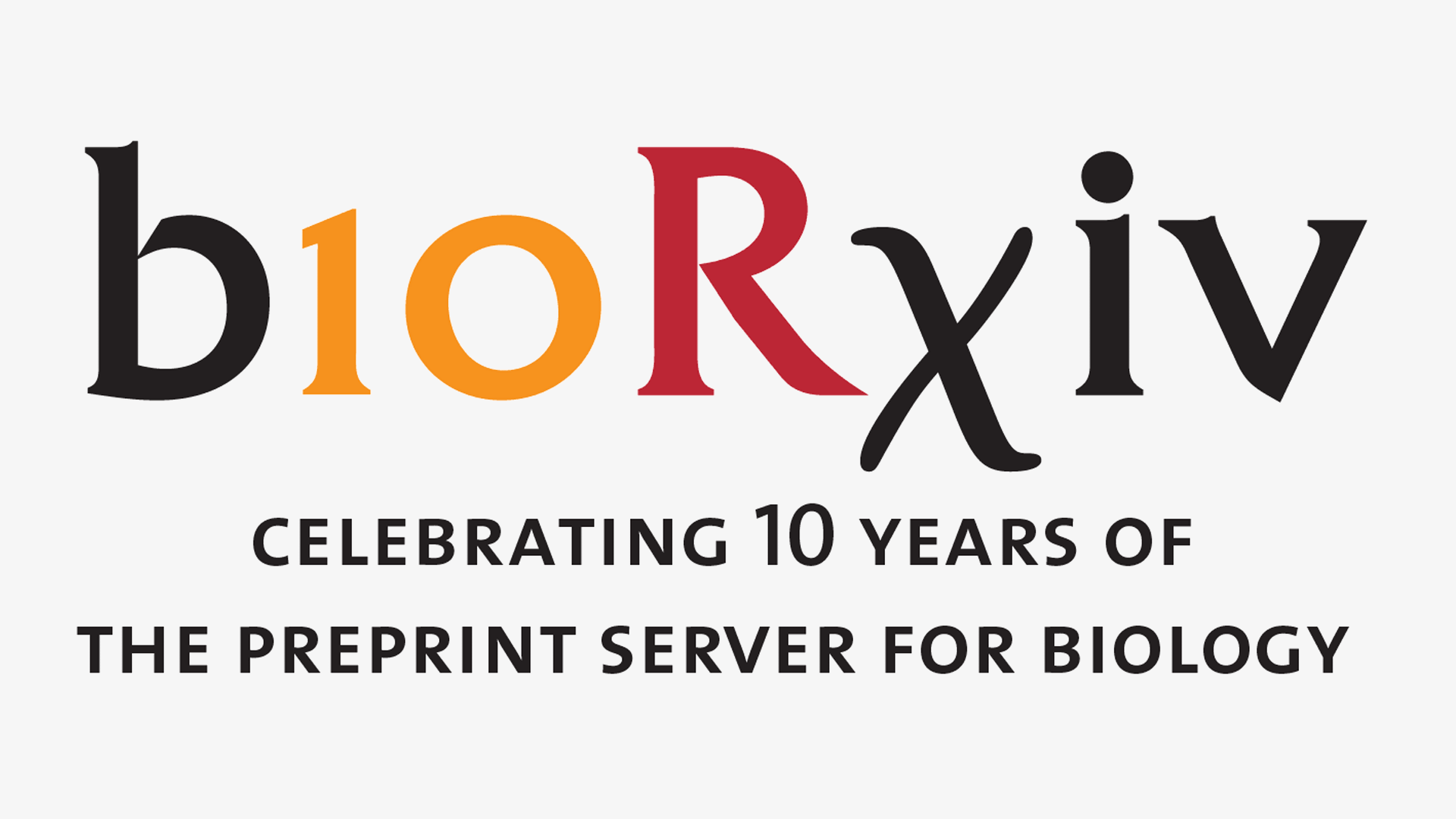animated image of the 10 year anniversary bioRxiv logo