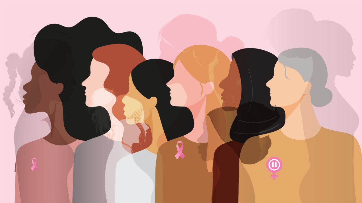 illustration of women in profile of different ages and ethnicities