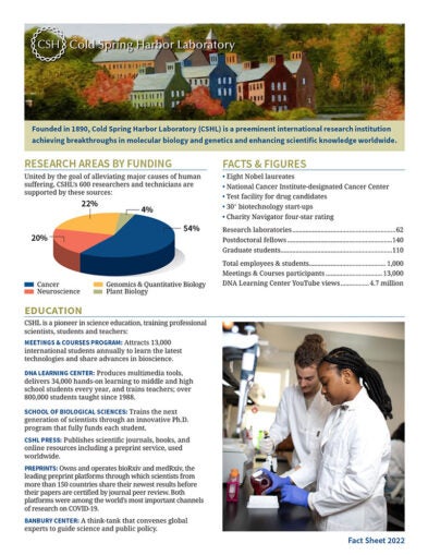 image of the revised 2022 CSHL Fact Sheet