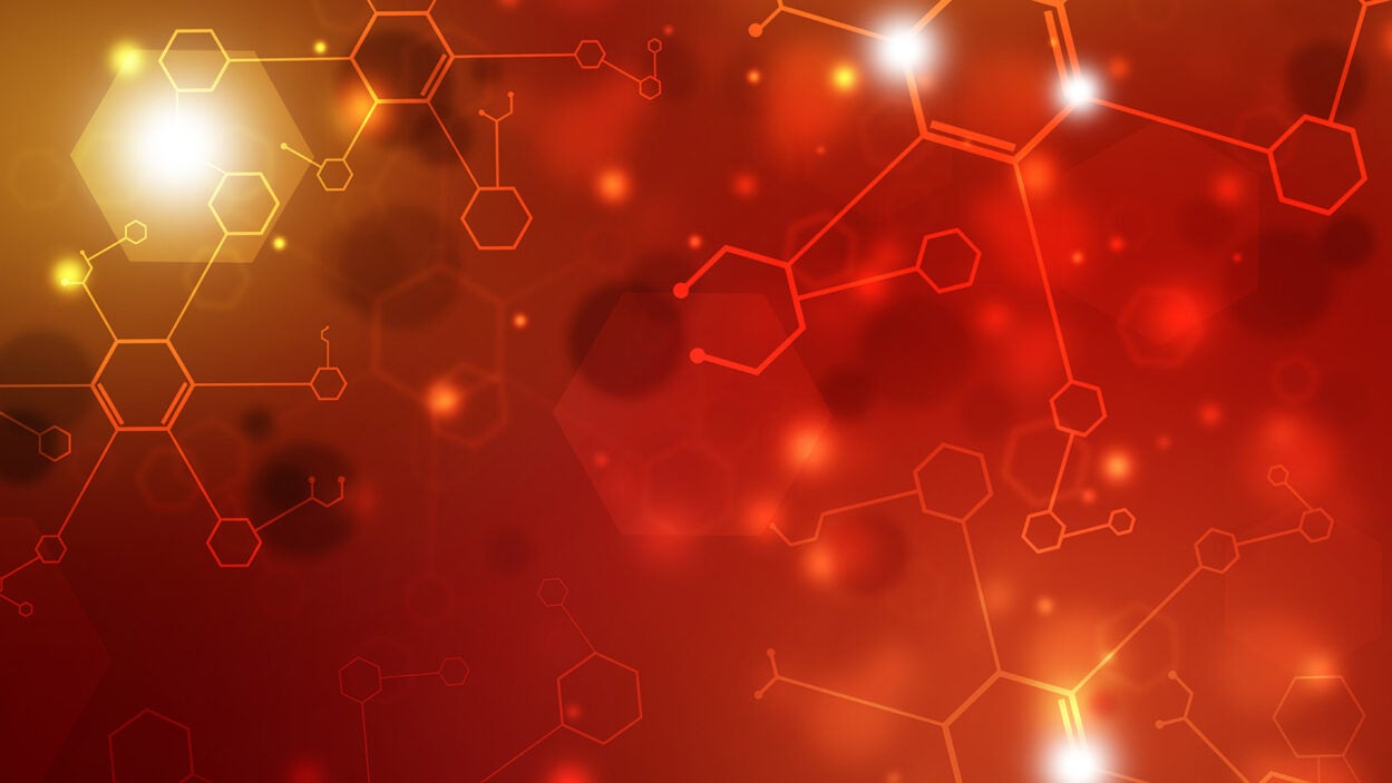 image of chemistry molecules on a red background