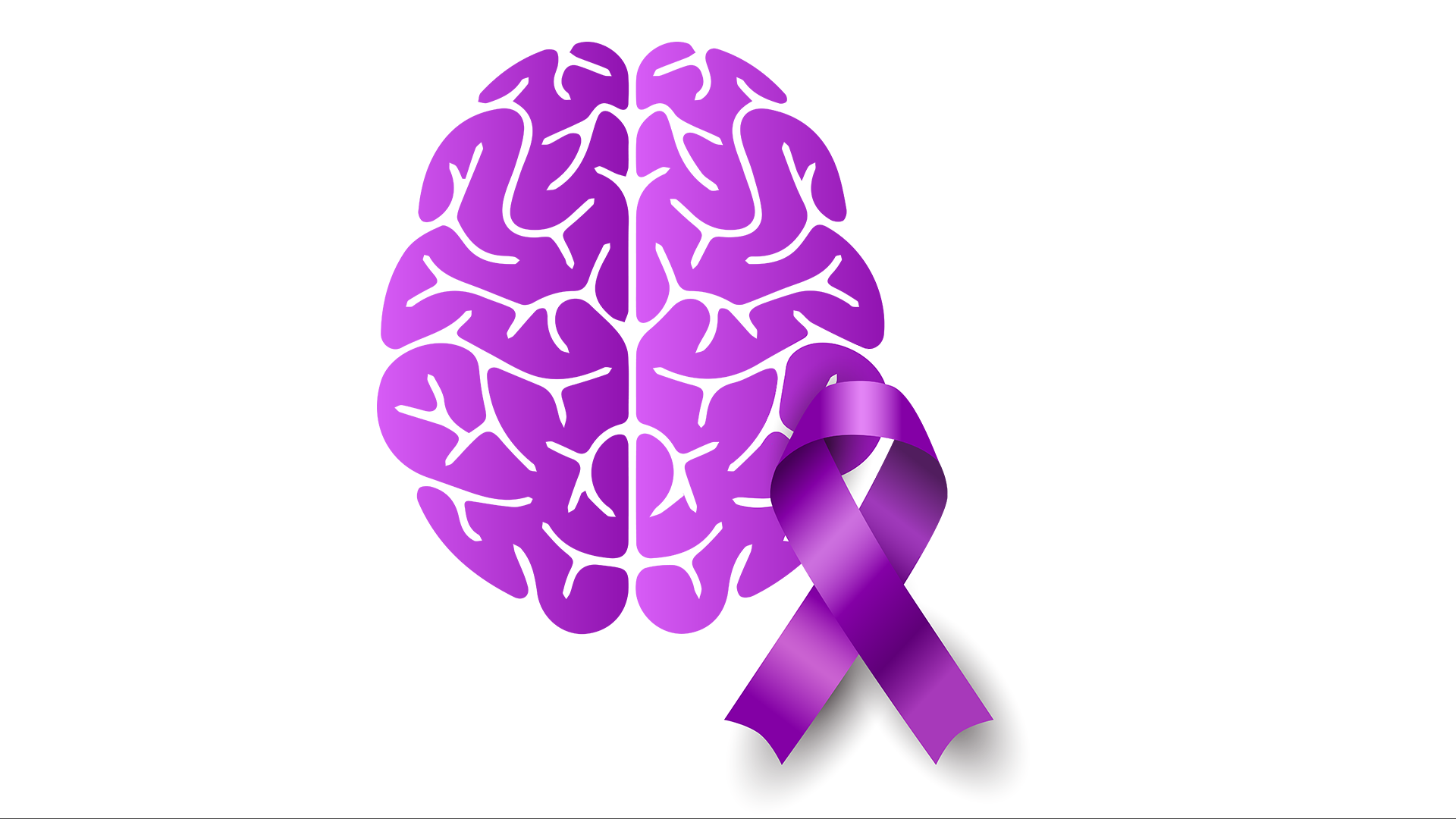 illustration of a brain with purple ribbon