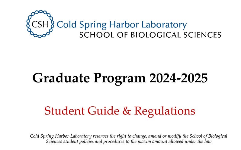 image of the 2024-2025 CSHL SBS student handbook cover