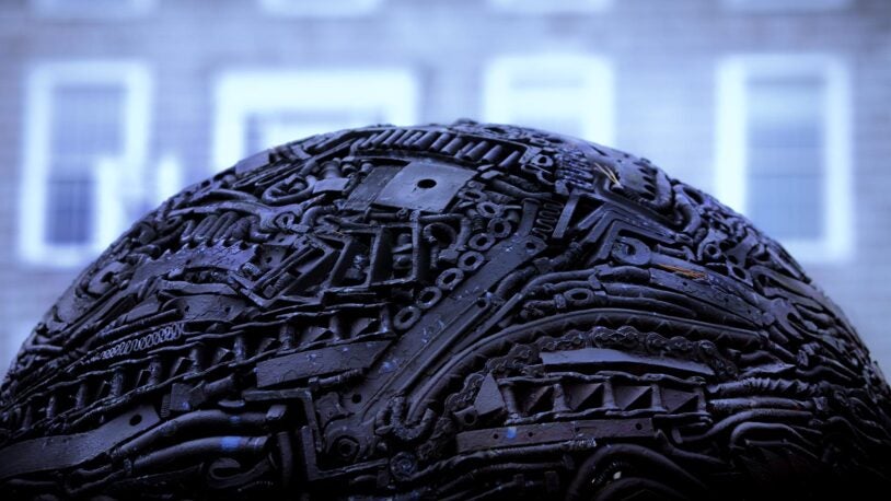 image of nuts and bolts sphere sculpture