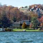 image of the Cold Spring Harbor Laboratory campus as seen from across the harbor