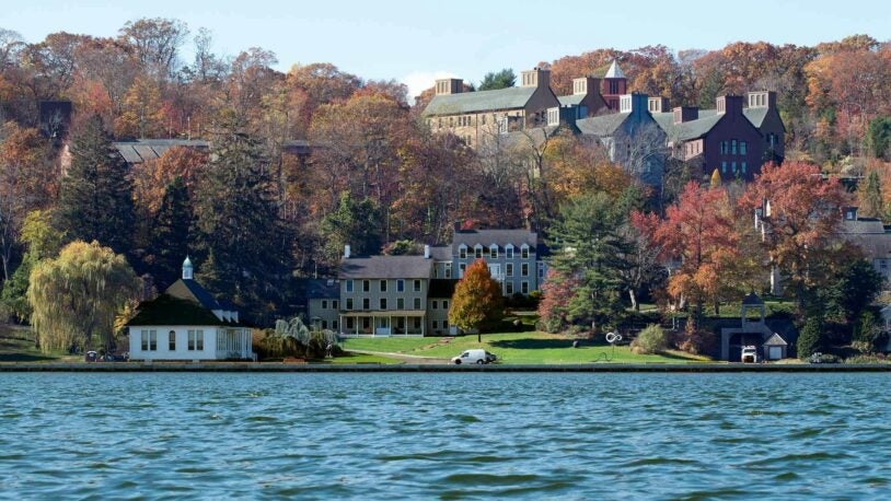 image of the Cold Spring Harbor Laboratory campus as seen from across the harbor